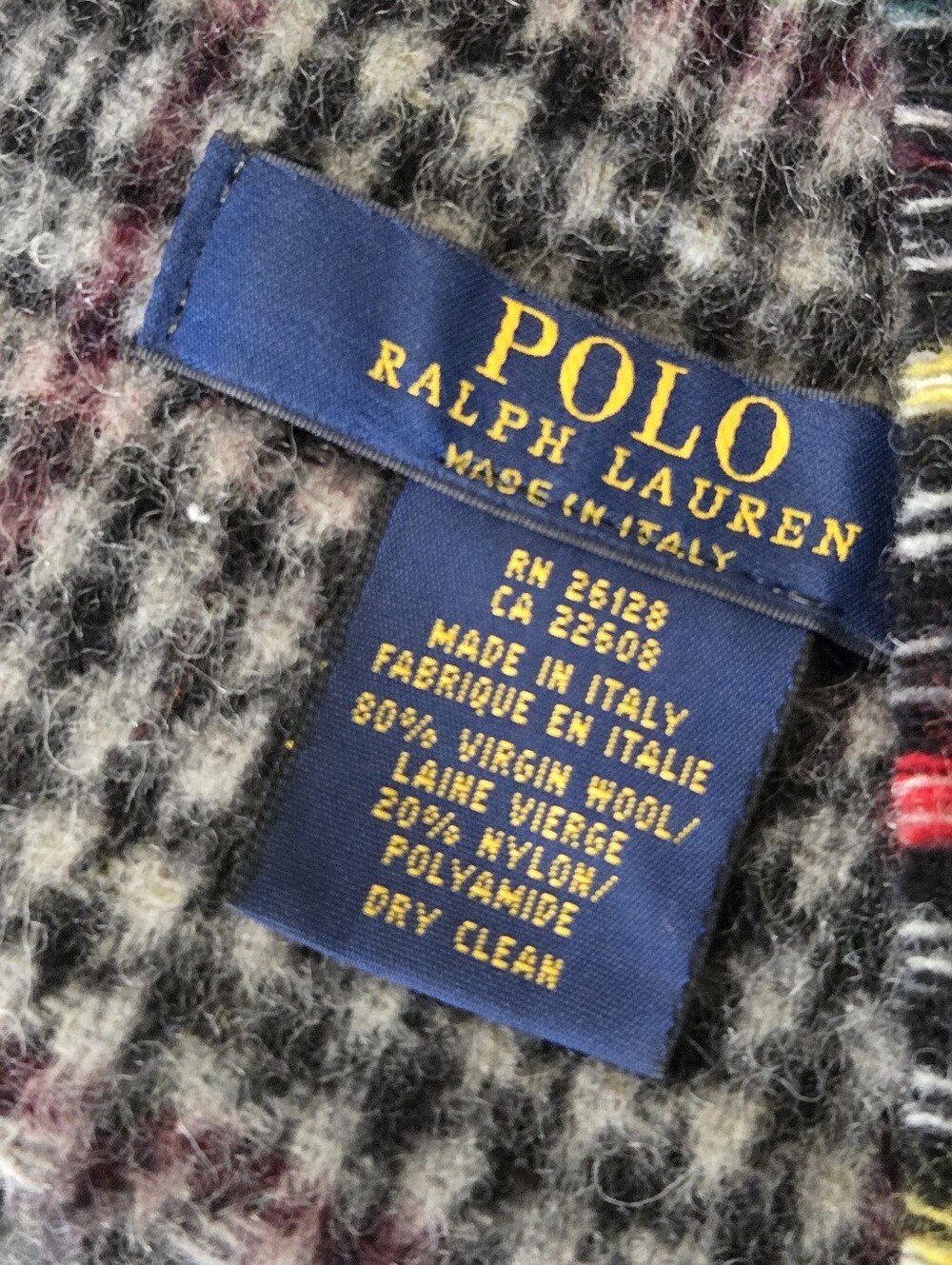 Polo Ralph Lauren Wool Blend Reversible Scarf Made in Italy - Picture 3 of 6